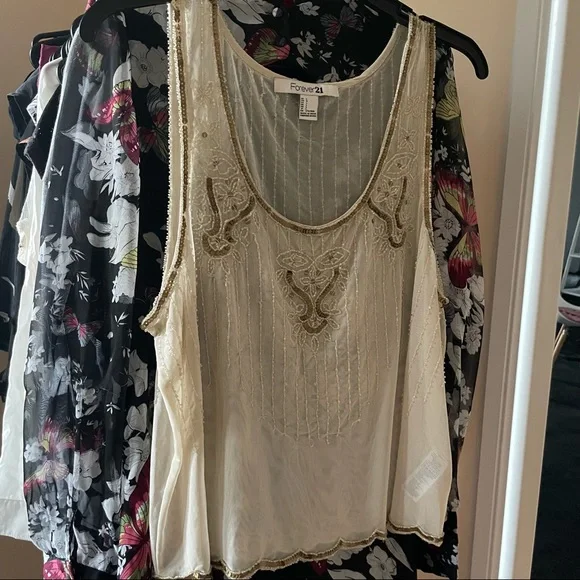 Forever 21 size L 20’s flapper style scoop neck tank top - Picture 1 of 6